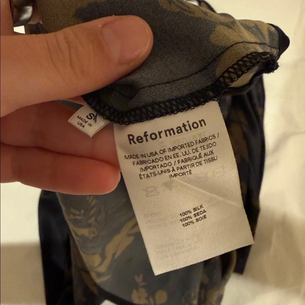 Reformation Silk Black Brown Floral Slip Dress - Picture 7 of 7